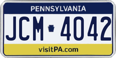 PA license plate JCM4042