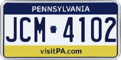 PA license plate JCM4102