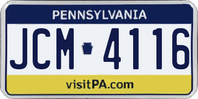 PA license plate JCM4116
