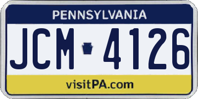 PA license plate JCM4126