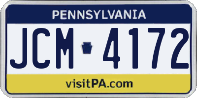 PA license plate JCM4172
