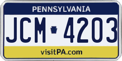 PA license plate JCM4203