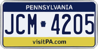 PA license plate JCM4205