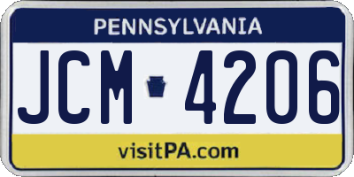PA license plate JCM4206