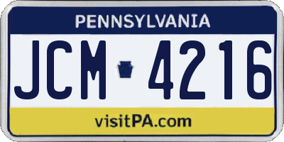 PA license plate JCM4216
