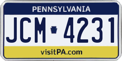 PA license plate JCM4231