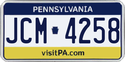 PA license plate JCM4258