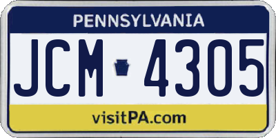 PA license plate JCM4305