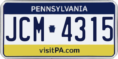 PA license plate JCM4315