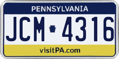 PA license plate JCM4316