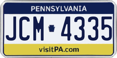 PA license plate JCM4335