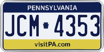 PA license plate JCM4353