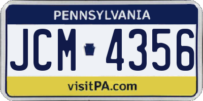 PA license plate JCM4356