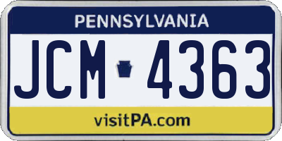 PA license plate JCM4363