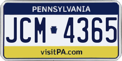 PA license plate JCM4365
