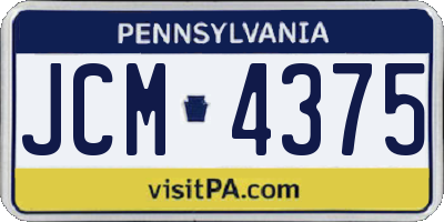PA license plate JCM4375