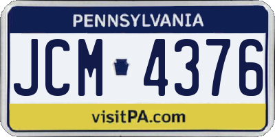 PA license plate JCM4376