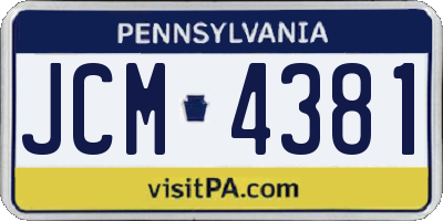 PA license plate JCM4381