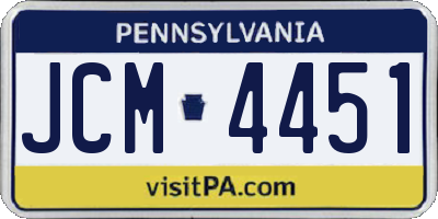 PA license plate JCM4451