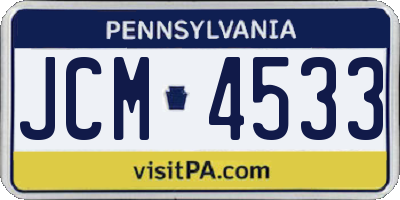 PA license plate JCM4533