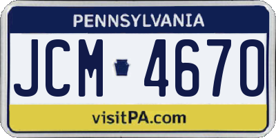 PA license plate JCM4670
