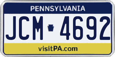 PA license plate JCM4692