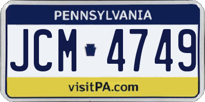 PA license plate JCM4749