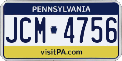 PA license plate JCM4756