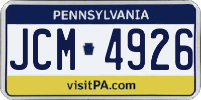PA license plate JCM4926