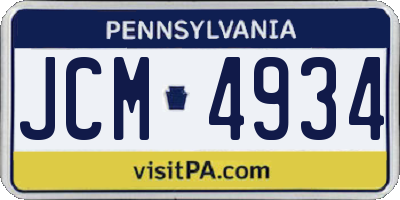 PA license plate JCM4934