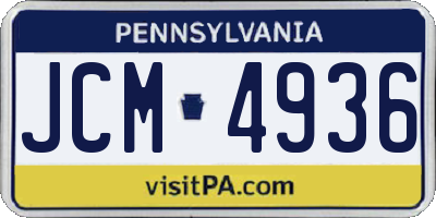 PA license plate JCM4936