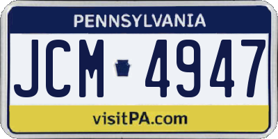 PA license plate JCM4947