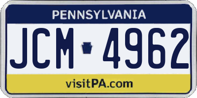 PA license plate JCM4962