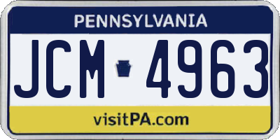 PA license plate JCM4963
