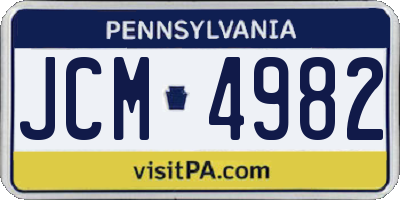 PA license plate JCM4982