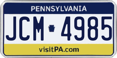 PA license plate JCM4985