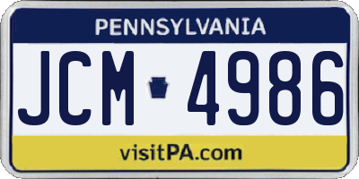 PA license plate JCM4986