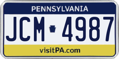 PA license plate JCM4987