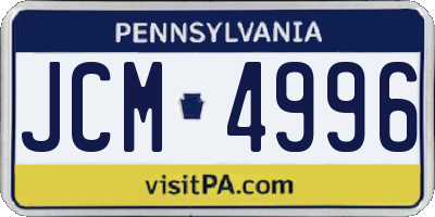 PA license plate JCM4996