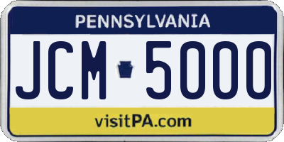 PA license plate JCM5000