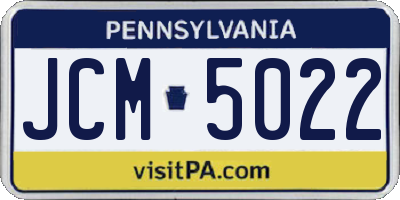PA license plate JCM5022