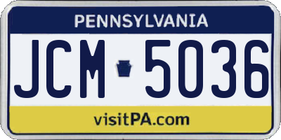 PA license plate JCM5036