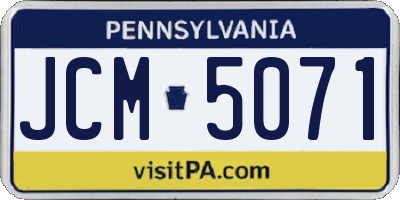 PA license plate JCM5071