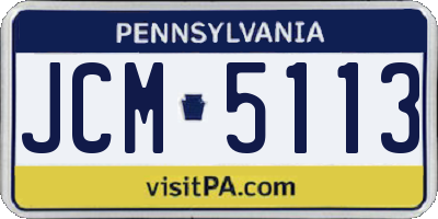 PA license plate JCM5113