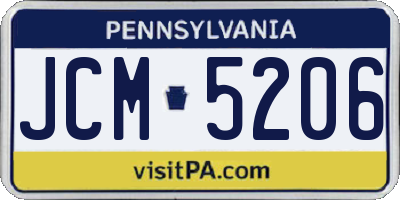 PA license plate JCM5206