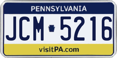 PA license plate JCM5216