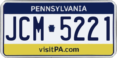 PA license plate JCM5221