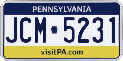 PA license plate JCM5231