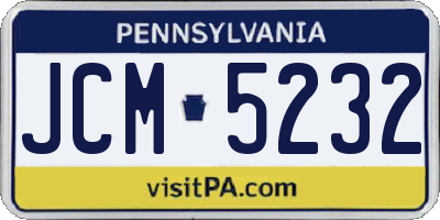 PA license plate JCM5232