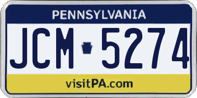 PA license plate JCM5274